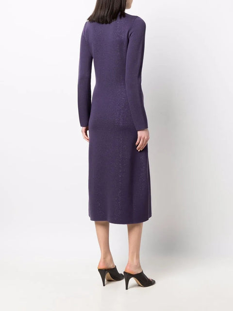 Ferragamo Lamé Wool Midi Dress