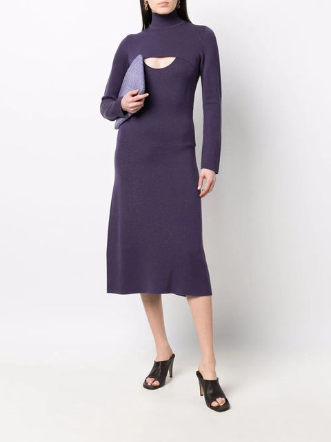 Ferragamo Lamé Wool Midi Dress