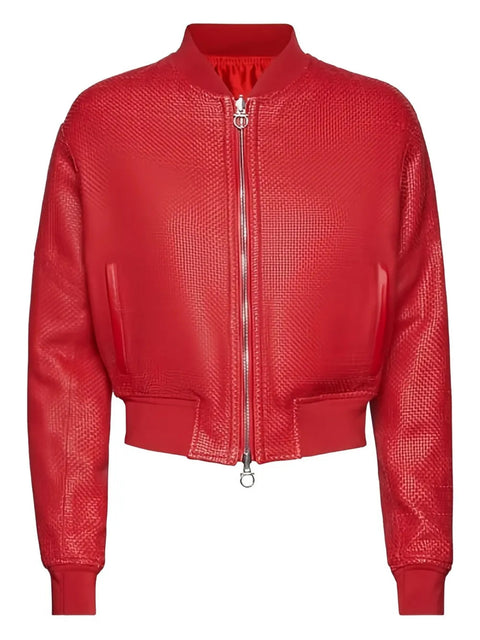 Ferragamo Leather-Long Jacket in Red