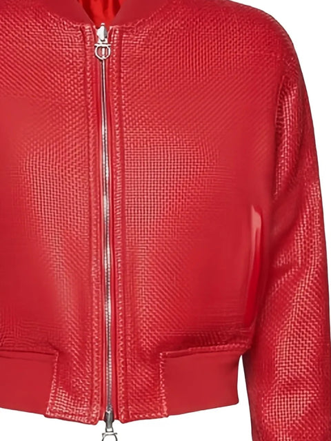 Ferragamo Leather-Long Jacket in Red