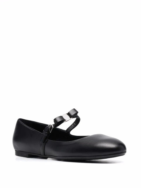Ferragamo Lizz Leather Ballerina Shoes