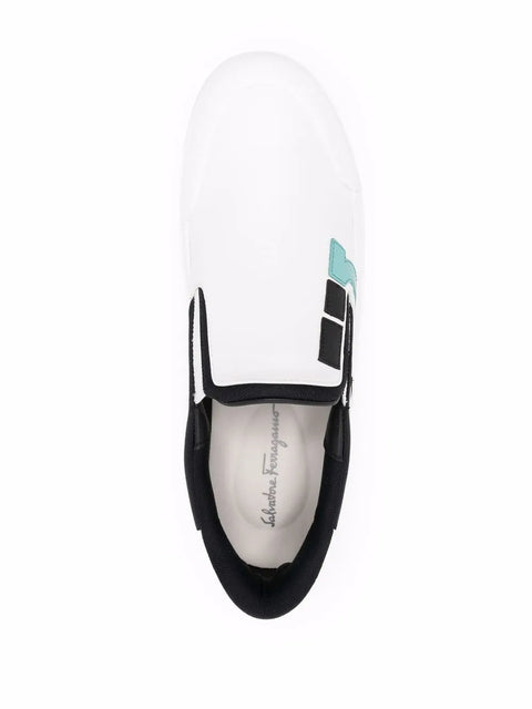 Ferragamo Gancini Slip-On Sneakers in Black