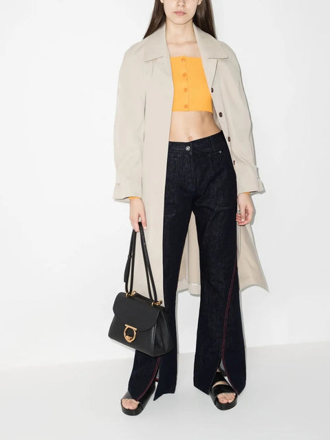 Ferragamo Front-Slit Wide-Leg Jeans