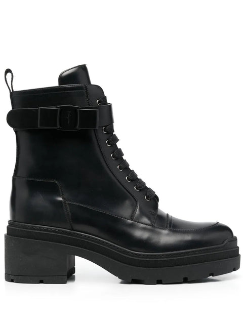 Ferragamo Chunky Leather Biker Boots