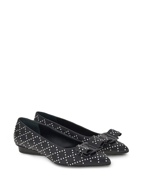 Ferragamo Viva Rhinestone-Embellished Flat Pumps