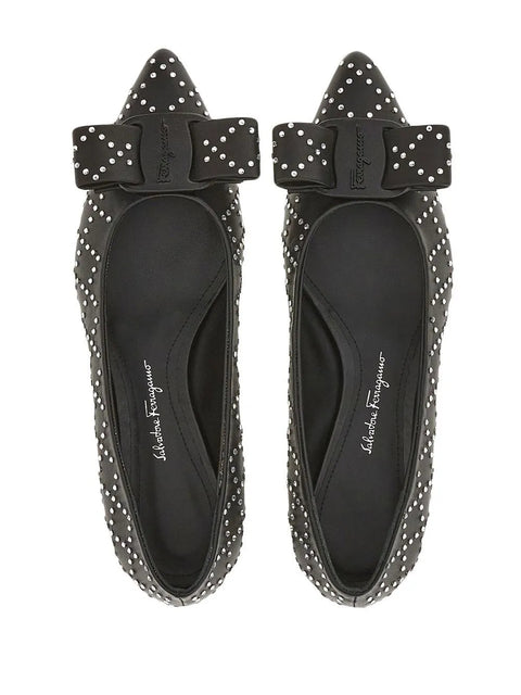 Ferragamo Viva Rhinestone-Embellished Flat Pumps