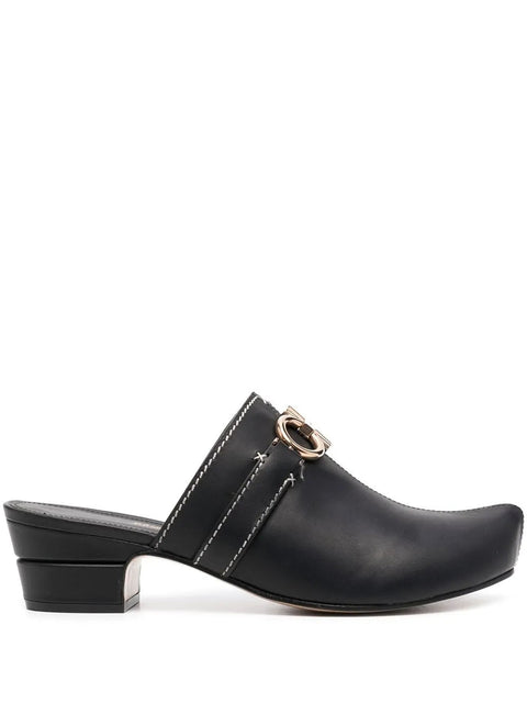 Ferragamo Gancini Leather Mules