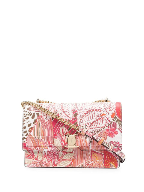 Ferragamo Vara Floral-Print Leather Satchel Bag
