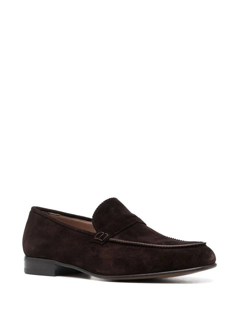 Ferragamo Suede Penny Loafers in BROWN