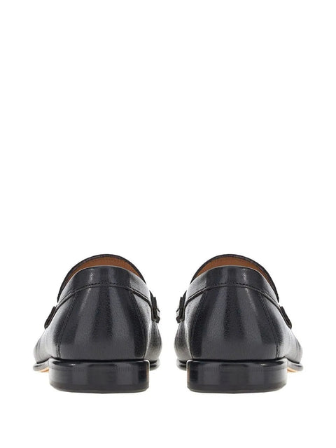 Ferragamo Gancini Buckle Loafers in BLACK