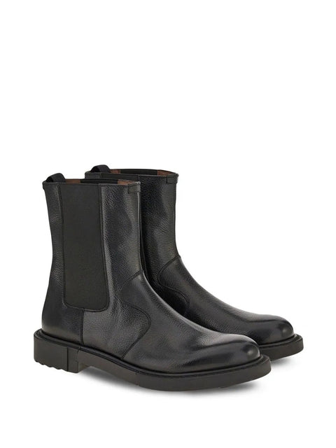 Ferragamo Leather Chelsea Boots in BLACK
