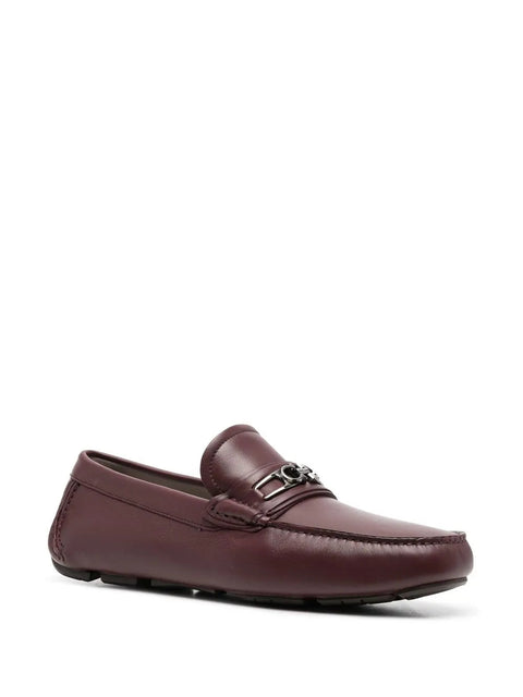 Ferragamo Gancini-Buckle Leather Loafers in RED