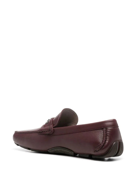 Ferragamo Gancini-Buckle Leather Loafers in RED
