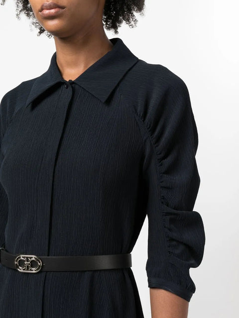 Ferragamo Belted Silk Shirt Dress