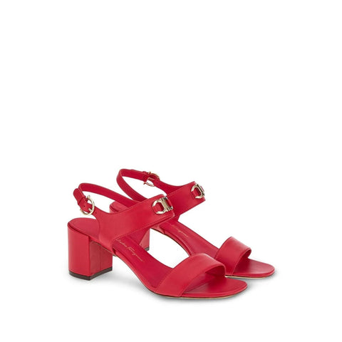 Ferragamo Gancini-Plaque Block-Heel Sandals