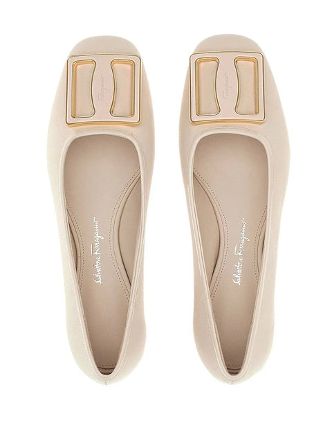 Ferragamo Chunky-Buckle Ballerina Flats