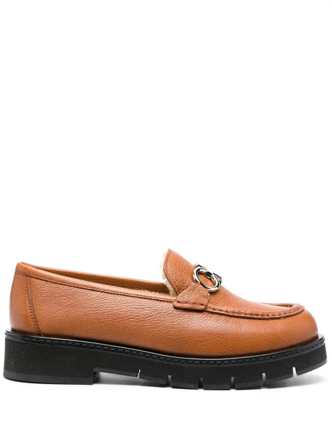 Ferragamo Rolo Shearling-Lined Loafers