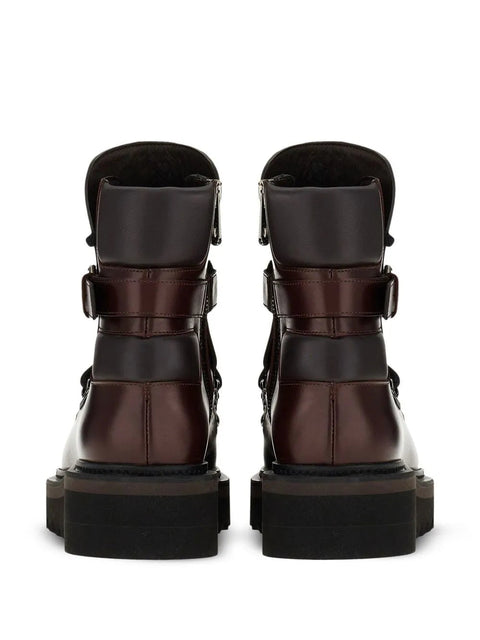 Ferragamo Elimo Lace-Up Boots in Brown