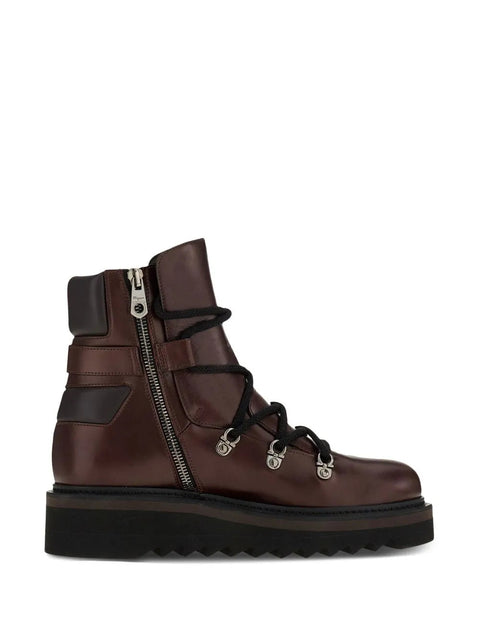 Ferragamo Elimo Lace-Up Boots in Brown