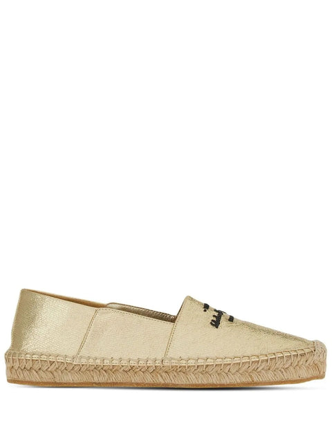 Ferragamo Logo-Embroidered Metallic Espadrilles