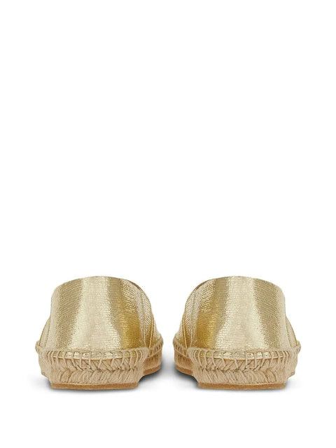 Ferragamo Logo-Embroidered Metallic Espadrilles
