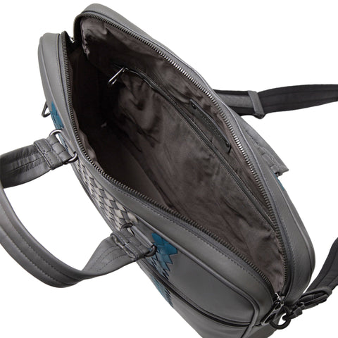 Bottega Veneta Briefcase Men's Intrecciato Leather Business Bag in Grey