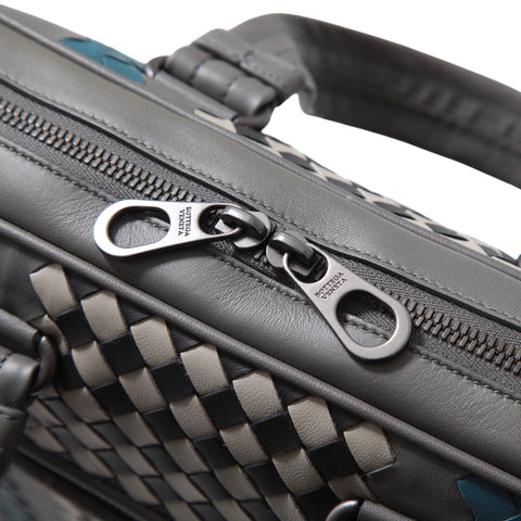 Bottega Veneta Briefcase Men's Intrecciato Leather Business Bag in Grey