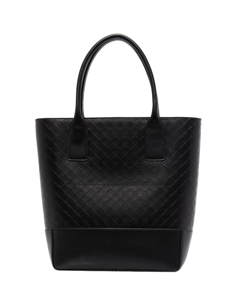 Bottega Veneta Intrecciato Embossed Leather Tote Bag in Black