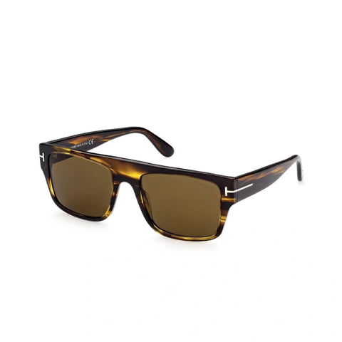 Tom Ford Sunglasses Square Full Rim, Dark Havana Frame and Brown Lens FT090748J