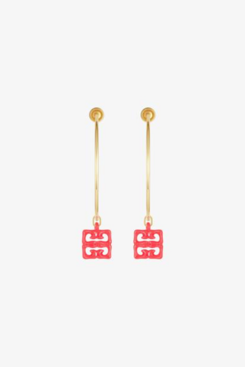 Givenchy 4G Liquid Golden Color L Hoops Earrings_Coral