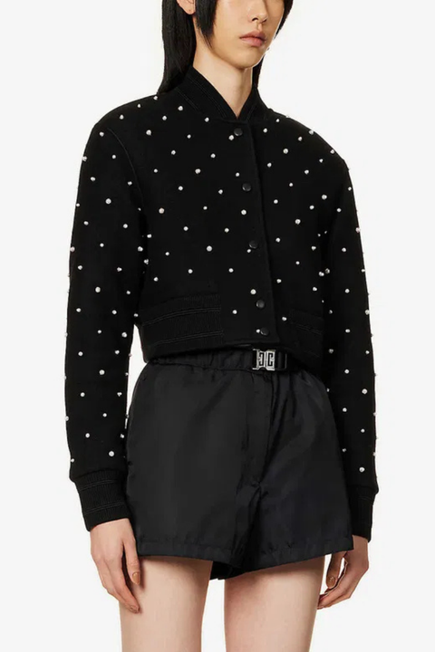 Givenchy Satin Embroidered Bomber_Silvery