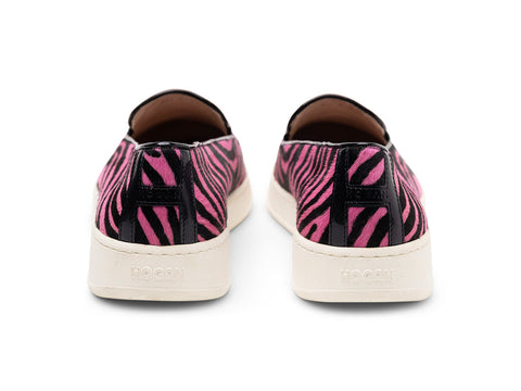 Hogan Zebra-Print Heart-Detail Sneakers in PINK