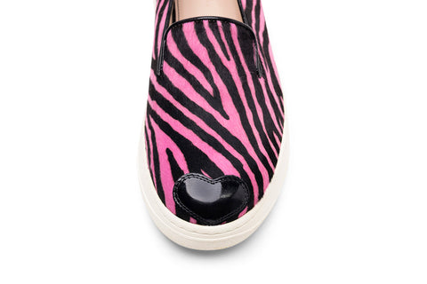 Hogan Zebra-Print Heart-Detail Sneakers in PINK