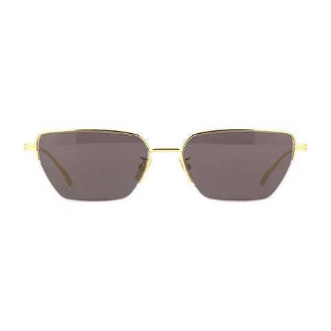 Bottega Veneta Sunglasses Rectangle Semi Rim, Gold Frame and Grey Lens BV1107S004