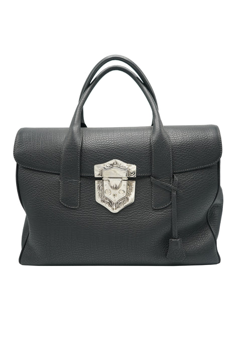 Tardini Shell Cordovan Satchel Bag in Black
