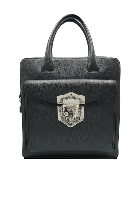 Tardini Shell Cordovan Satchel Briefcase in Black
