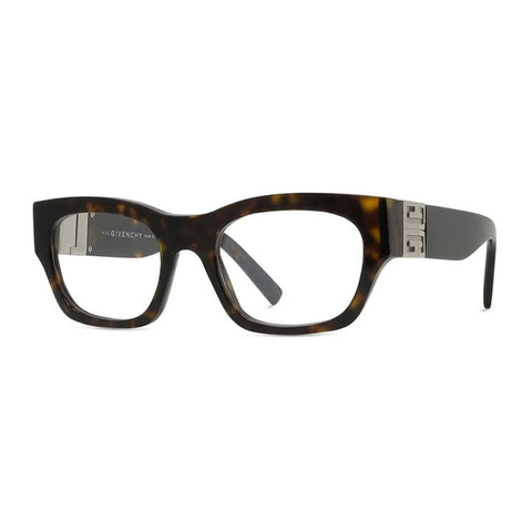 Givenchy Eyeglasses Rectangle Full Rim, Havana Frame and Clear Demo Lenses Lens GV50058I053