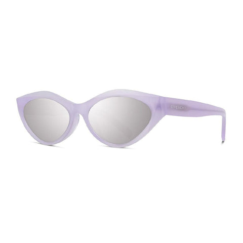 Givenchy Sunglasses Cat Eye Full Rim, Shiny Violet Frame and Grey with Silver Mirror Lens GV40025U78C
