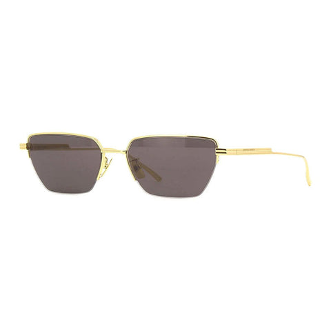Bottega Veneta Sunglasses Rectangle Semi Rim, Gold Frame and Grey Lens BV1107S004