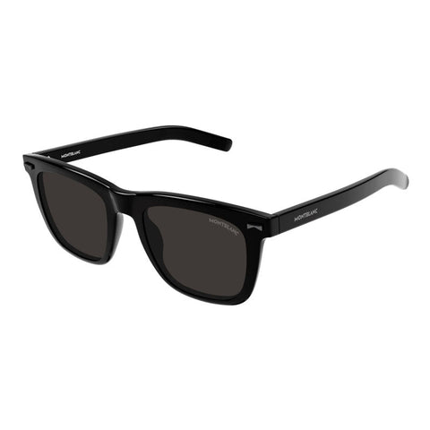 Montblanc Sunglasses Square Full Rim, Shiny Black Frame And Grey Lens Mb0226S001