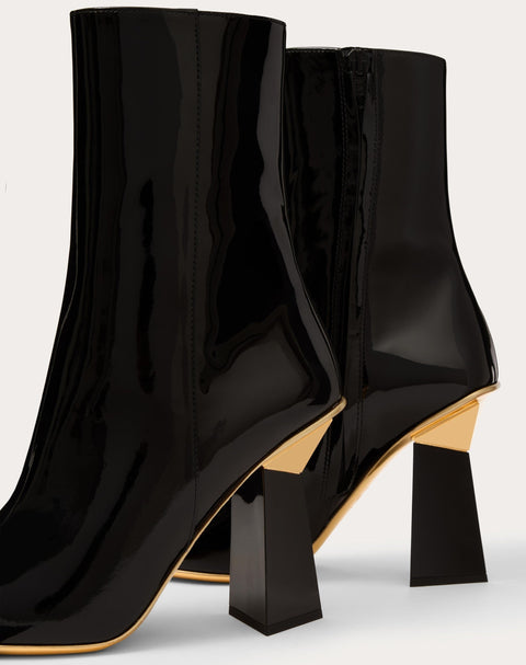 Valentino Garavani Black hyper one stud ankle boot in patent leather 105mm