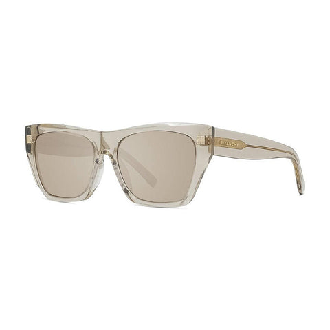 Givenchy Sunglasses Square Full Rim, Transparent Beige Frame and Brown with Silver Mirror Lens GV40061U45G