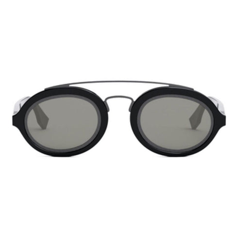 Fendi Oval Full Rim, with a Shiny Black frame and Smoke lens.