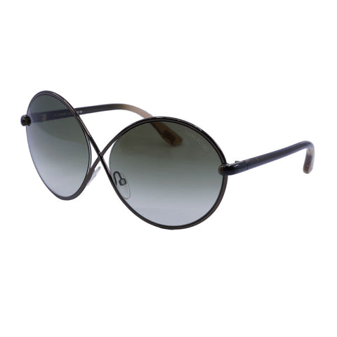Tom Ford Sunglasses Round Full Rim, Shiny Dark Bronze Frame and Gradient Brown Lens FT015936F