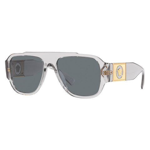 Versace Sunglasses Aviator Full Rim, Transparent Grey Frame and Dark Blue Lens VE4436U530580