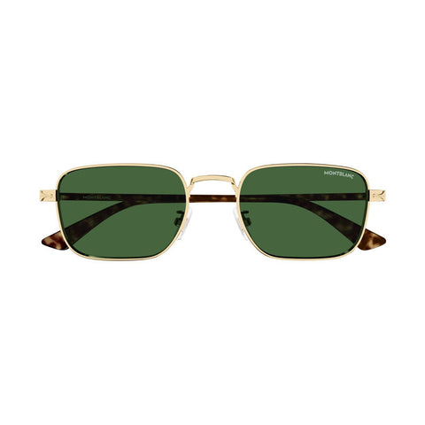 Montblanc Sunglasses Square Full Rim, Havana/gold Frame And Green Lens Mb0339S002