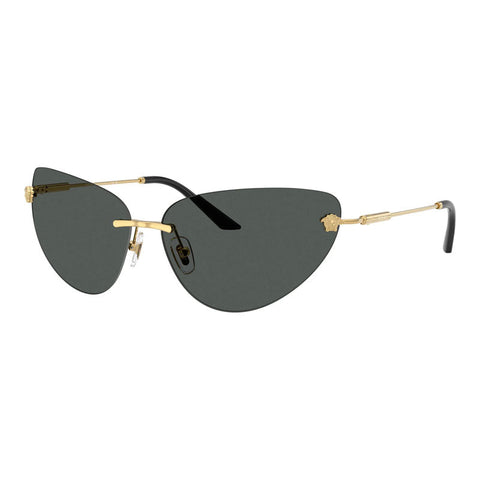 Versace Sunglasses Cat Eye Rimless, Gold Frame and Dark Grey Lens VE22811002/87