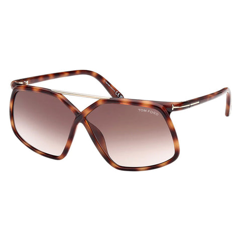 Tom Ford Sunglasses Geometric Full Rim, Dark Havana Frame and Gradient Brown Lens FT103852F