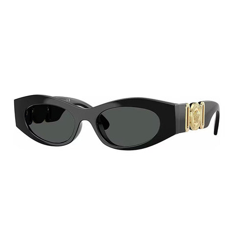 Versace Sunglasses Oval Full Rim, Black Frame and Dark Grey Lens VE4480UGB1/87