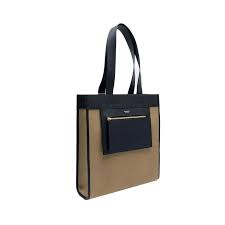 Burberry Canvas Combination Tote Bag Black Beige